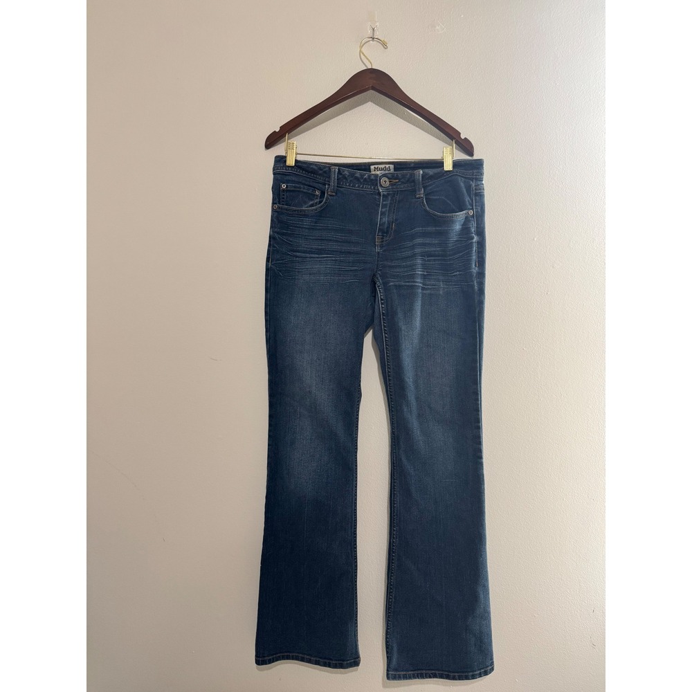 Mudd Womens Bootcut Jeans Dark Wash Embroidered Back Pocket Blue Y2K Vintage 11